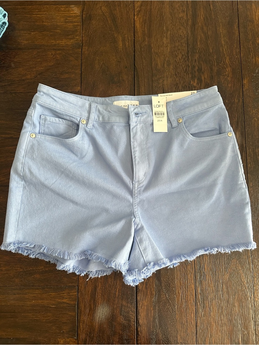 NWT LOFT The Cut Off High Rise Curvy Shorts 27/4 Light Blue